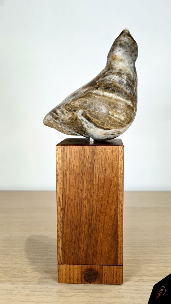 Vogel gemêleerd op houten herdenkingsdoosje-sokkel