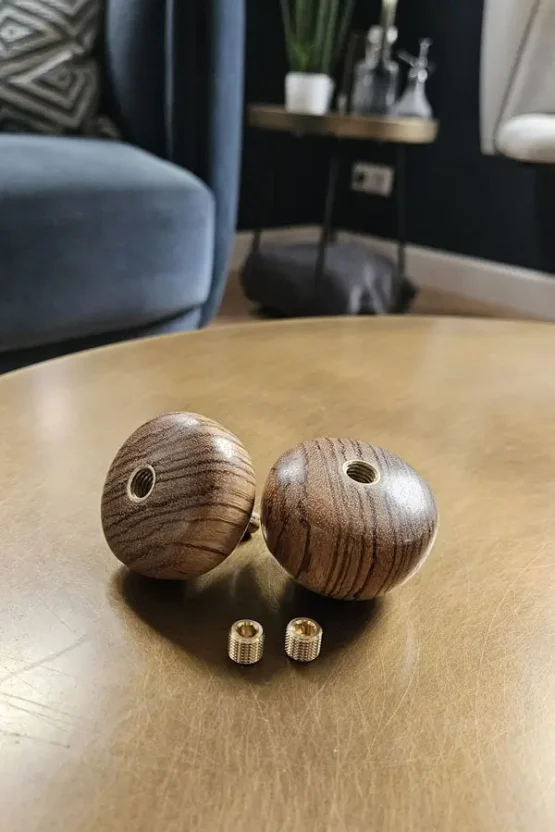 Set mini urntjes met houder voor wierook stokje (Zebra hout)