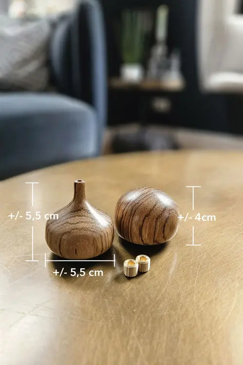 Set mini urntjes met houder voor wierook stokje (Zebra hout)