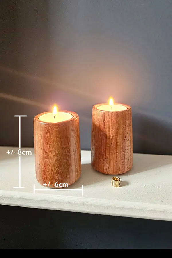 Mini urnen met waxine of theelicht (Bahia rosewood)