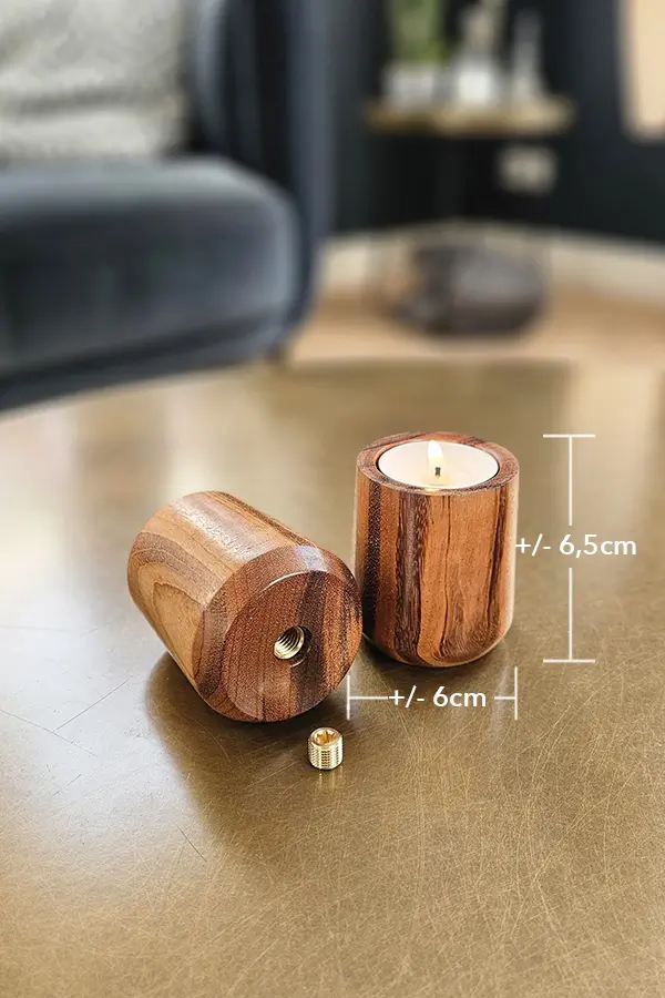 Mini urnen met waxine of theelicht (Tiger-Wood)