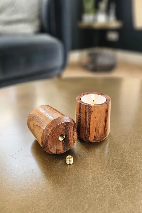 Mini urnen met waxine of theelicht (Tiger-Wood)